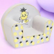 Fotoliu din burete, New Baby, Pentru copii, 42x53, Din spuma, Cu husa din bumbac, 9 luni - 5 ani, Pineapple BYN52574