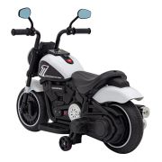 Motocicleta electrica chopper faster ahl008, roti si scaun din plastic, 78x30x55 cm, putere 20w - alb edeedipa.ahl008.bia