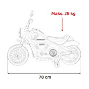Motocicleta electrica chopper faster ahl008, roti si scaun din plastic, 78x30x55 cm, putere 20w - alb edeedipa.ahl008.bia