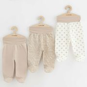 Set 3 piese, New Baby, Classic II, Include 3 perechi de pantalonasi cu botosei, Marime 68, Din bumbac 100%, Beige BYN54282