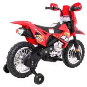 Motocicleta electrica cross bdm0912, roti si scaun din plastic + 2 roti ajutatoare, 105x50x72 cm, putere 6v - rosu edeedipa.bdm0912.cr