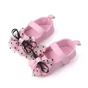 Pantofiori roz cu fundita neagra din tulle amby2281-1-sa5