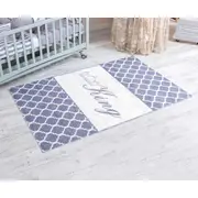 Set Lenjerie MyKids 10 piese King gri-alb cu baldachin 120x60 cm + 	Covoras Mykids Carpet VP15 160x100 cm 00081952