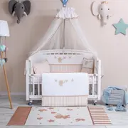 Set Lenjerie MyKids 10 Piese VP 324 AQUA Bej 120x60 cm + Covoras Mykids Carpet VP01 160x100 cm 00081946