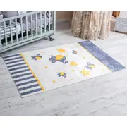 Set Lenjerie MyKids 11 piese Elephant gri-galben cu baldachin 120x60 cm + Covoras Mykids Carpet VP02 160x100 cm 00081947