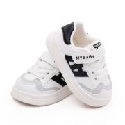 Adidasi albi cu insertii negre pentru copii - mybaby mbbm05-1-c