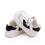 Adidasi albi cu insertii negre pentru copii - mybaby mbbm05-1-c