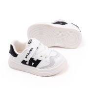 Adidasi albi cu insertii negre pentru copii - mybaby mbbm05-1-c
