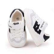 Adidasi albi cu insertii negre pentru copii - mybaby mbbm05-1-c