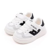 Adidasi albi cu insertii negre pentru copii - mybaby mbbm05-1-c
