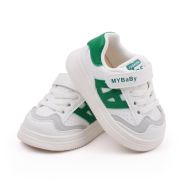 Adidasi albi cu insertii verzi pentru copii - mybaby chbm05-3-c