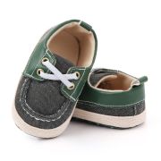 Pantofiori din blugi gri petrol cu insertii verzi chd2408-1-va4