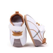 Pantofiori sport pentru bebelusi, albi cu insertii gri si maro chbxc4174-3-va5
