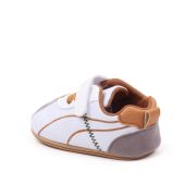 Pantofiori sport pentru bebelusi, albi cu insertii gri si maro chbxc4174-3-va5
