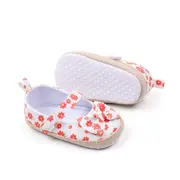 Pantofiori bebelusi cu model floral portocaliu si fundita chbhf4036-1-va7