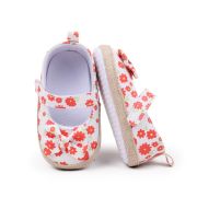 Pantofiori bebelusi cu model floral portocaliu si fundita chbhf4036-1-va7