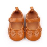 Pantofiori bebelusi maro din piele ecologica cu flori aplicate csssj3157-3-va6