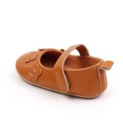Pantofiori bebelusi maro din piele ecologica cu flori aplicate csssj3157-3-va6