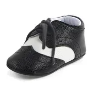 Pantofiori eleganti baieteti alb cu negru ch0772-1-va7