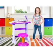 INSTRUMENT MUZICAL PIANINA ELECTRONICA MALPLAY CU SCAUN SI MICROFON 45 CM INALTIME ROZ VIVBB335D
