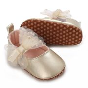 Pantofiori eleganti aurii cu fundita din tul chj09-2-va8
