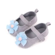 Pantofiori gri decorati cu floare bleu csys-g19-2-va8