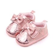 Pantofiori roz sidefat cu imprimeu si fundita csbhx3062-1-va8