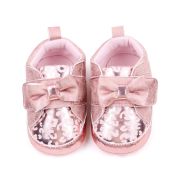 Pantofiori roz sidefat cu imprimeu si fundita csbhx3062-1-va8