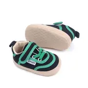 Pantofiori sport pentru bebelusi, negri cu insertii verzi csbc2291-2-va8