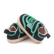Pantofiori sport pentru bebelusi, negri cu insertii verzi csbc2291-2-va8