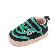 Pantofiori sport pentru bebelusi, negri cu insertii verzi csbc2291-2-va8