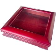 Cutie depozitare lemn cu geam 20.5x20.5x4.5 cm OEM BBJB3406856_Rosu