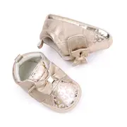 Pantofiori aurii cu imprimeu si fundita csbhx3062-2-va9