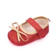 Pantofiori bebelusi rosii cu sclipici si fundita aurie chd2569-2-va6