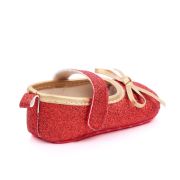 Pantofiori bebelusi rosii cu sclipici si fundita aurie chd2569-2-va6