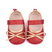 Pantofiori bebelusi rosii cu sclipici si fundita aurie chd2569-2-va6