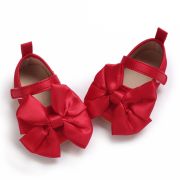 Pantofiori pentru bebelusi, rosii cu funda din satin chd125-5-va10