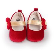 Pantofiori rosii din catifea cu floricica aplicata ch2226-1-va10