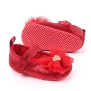 Pantofiori rosii sidefati cu fundita din tulle chd2303-1-va5