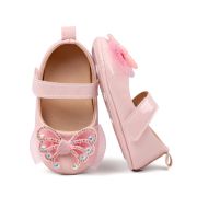 Pantofiori roz, din lac, cu fundita cu strasuri chbbw4022-1-va9
