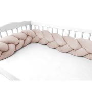 Protectie laterala, MimiNu, Pentru patut, Tip Bumper impletit, Din catifea, 220x23 cm, Beige Pink BYN6426972026451