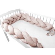 Protectie laterala, MimiNu, Pentru patut, Tip Bumper impletit, Din catifea, 220x23 cm, Beige Pink BYN6426972026451