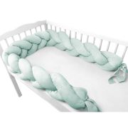 Protectie laterala, MimiNu, Pentru patut, Tip Bumper impletit, Din catifea, 220x23 cm, Cold Mint BYN6426972026468