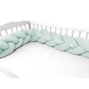 Protectie laterala, MimiNu, Pentru patut, Tip Bumper impletit, Din catifea, 220x23 cm, Cold Mint BYN6426972026468