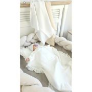 Set paturica si perna, MimiNu, Cu fata de perna inclusa Din muselina bumbac certificat Oeko Tex Standard 100, Perna 30x35cm, Paturica 60x70cm, Cu volane, Cream BYN6426972026505
