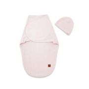 Sistem de infasare si caciulita, MimiNu, Pentru bebe, 0 - 3 luni, Din bumbac certificat Oeko Tex Standard 100, Soft Powdery Pink BYN6426972026512