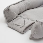 Cosulet bebelus, New Baby, Pentru dormit, Baby Nest 80 x 50 cm, Din muselina, Din materiale certificate Oeko Tex Standard 100, Light Grey BYN56726