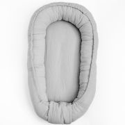 Cosulet bebelus, New Baby, Pentru dormit, Baby Nest 80 x 50 cm, Din muselina, Din materiale certificate Oeko Tex Standard 100, Light Grey BYN56726