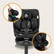 Scaun auto, Lionelo, i-Size Navy, 0-36 Kg, 40-150 cm, Cu isofix si picior de fixare, Protectie laterala, Rotire 360 grade, Ajustare spatar in 4 pozitii, Tetiera reglabila in 11 trepte, Conform cu R129, Negru BYNLO-NAVY_I-SIZE_BLACK_ONYX