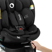 Scaun auto, Lionelo, i-Size Navy, 0-36 Kg, 40-150 cm, Cu isofix si picior de fixare, Protectie laterala, Rotire 360 grade, Ajustare spatar in 4 pozitii, Tetiera reglabila in 11 trepte, Conform cu R129, Negru BYNLO-NAVY_I-SIZE_BLACK_ONYX